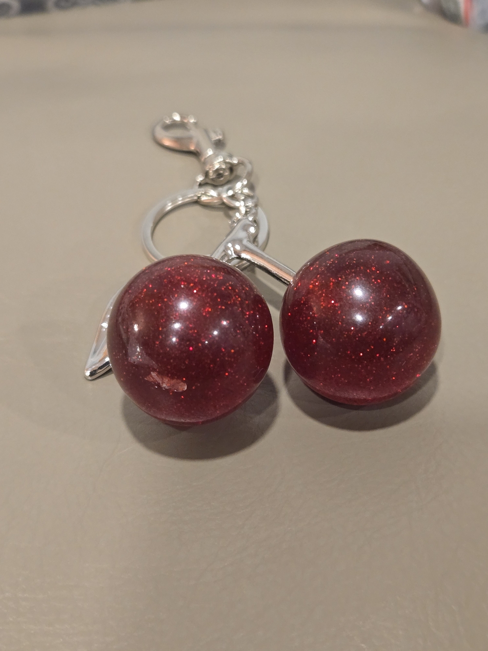 Red Glitter Cherry Bag Charm/Keychain